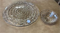 Clear and Gold Bowl and Tray