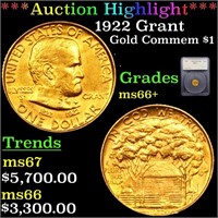 *Highlight* 1922 Grant Gold Commem $1 Graded ms66+