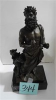 Man w/ Three Headed Dog Bronze Sculpture on