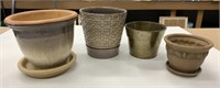 4 Ceramic & Tin Flower Pots 5-8"