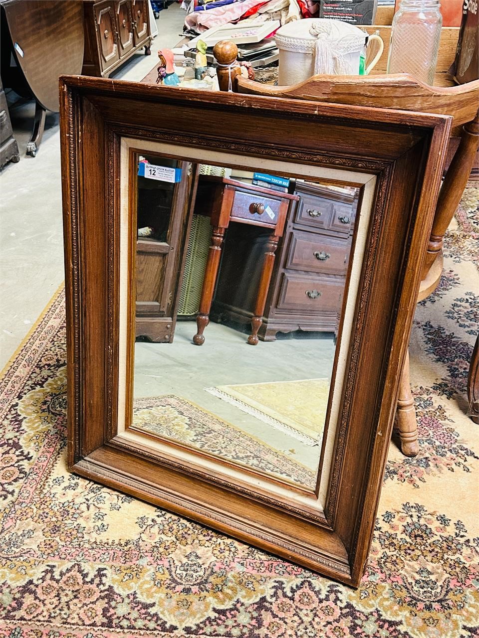 Framed Vintage Beveled Mirror
