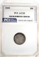 1833 CAPPED BUST DIME PCI AU  LAST 3 HIGH