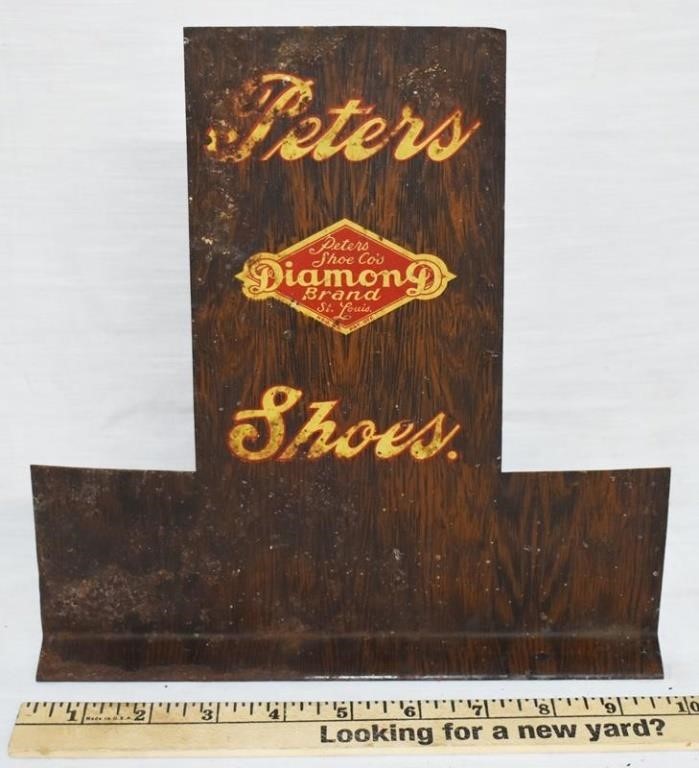 ANTIQUE PETER'S SHOES TIN DISPLAY STAND