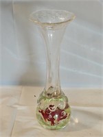 St. Clair Floral Art Glass Paperweight Vase