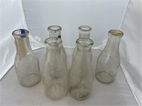 6 Glass Quart Bottles, 1 w/topper