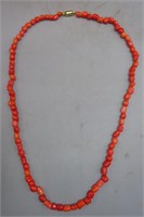 JAPANESE SEA CRUDE CORAL BEAD NECKLACE