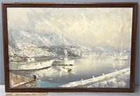 Harbor Scene Oil Painting on Canvas Krassey