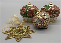 (4) Highly Adorned Christmas Ornaments