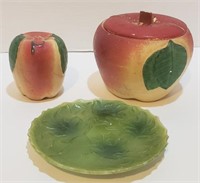 Lot with Ceramic Apple Pepper Shaker & Jar, and