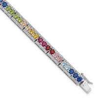 Sterling Silver-Multicolor Nano Crystals Bracelet