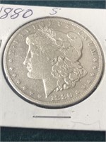 1880 S Morgan silver dollar