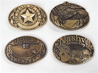 4) VINTAGE MENS BELT BUCKLES - VEGAS, NASHVILLE