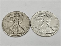 2-1941 D Walking Liberty Half Dollar Silver Coins