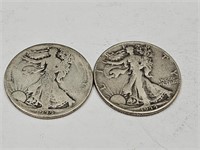 2- 1944 Walking Liberty Half Dollar Silver Coins