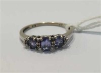 10k Ladies Ring With Purple Stones YJC