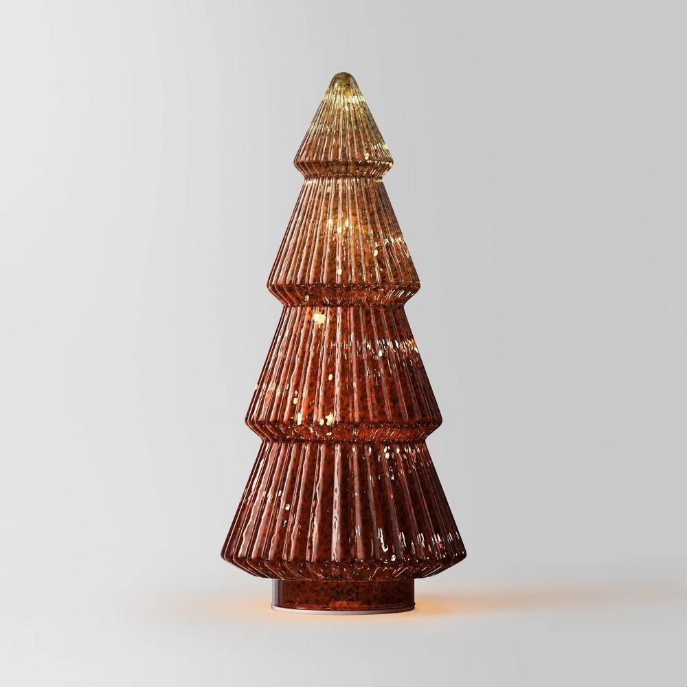 $20  14.75 Lit Glass Christmas Tree - Copper