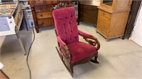 Parlor Rocker w/ Tufted Dusty Rose material