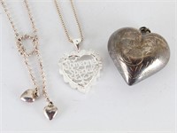 (2) Sterling Necklaces & Heart Pendants