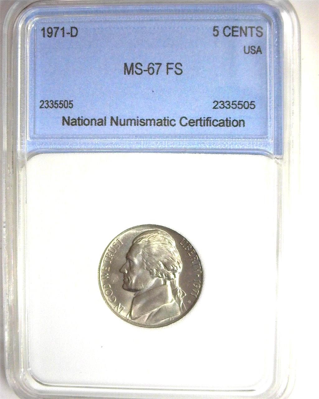1971-D Nickel MS67 FS LISTS $450