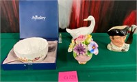 N - AYNSLEY BOWL, FIGURINES, ROYAL DOULTON MUG