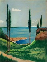 M.H. Herrin Landscape Scene Pastel on Paper
