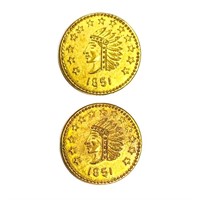 1851 [2] Round California Gold Half Dollar