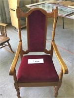 VELVET UPHOLSTERED HALL CHAIR