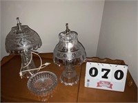 2 leaded crystal lamps and ashtray