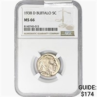 1938-D Buffalo Nickel NGC MS66