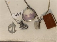 2 STERLING BOX CHAINS, NECKLACE CHARMS, MINI