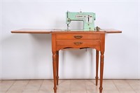 Vintage Turquoise Singer Sewing Machine & Cabinet