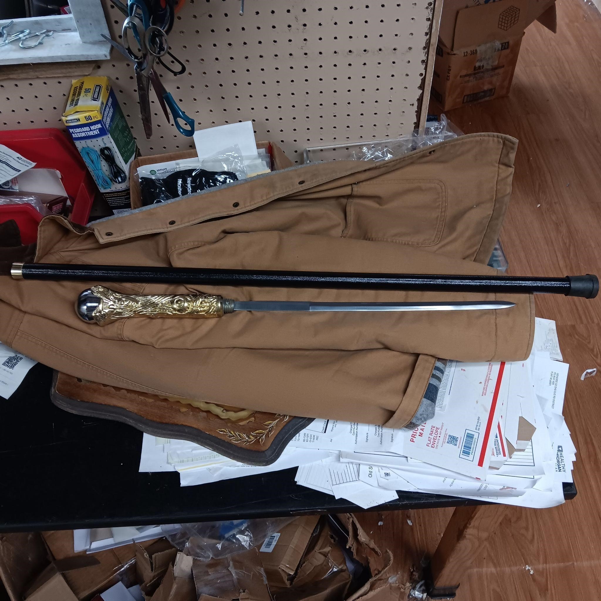 Wizard's Gold Handled Sword Cane