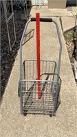 Rolling metal wire cart