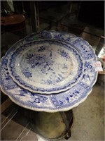 BLUE & WHITE PLATTER 15.5", AND PLATE