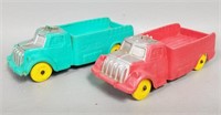 Vintage Green & Red Auburn Rubber Co. Truck Toys