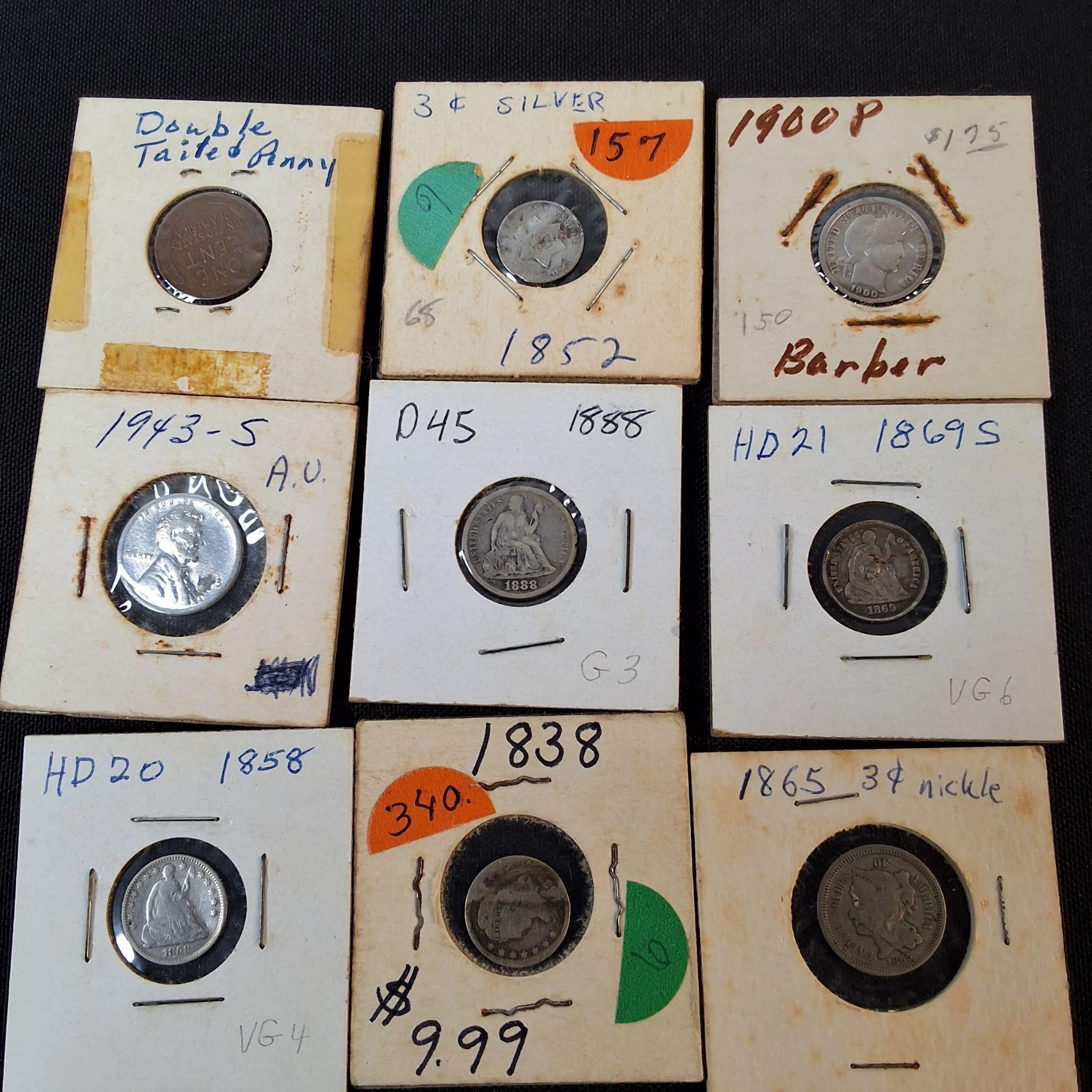 9 OLD U.S. COINS