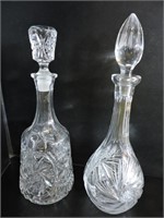 16" CUT CRYSTAL DECANTER & 13" WHISKEY DECANTER