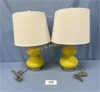 Pair of Yellow Glass Lamps