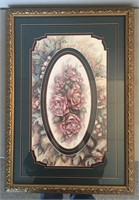 Multi Layered Ornate Framed Rose Artwork Signed
