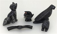 5 HAND CARVED SMALL ANIMALS