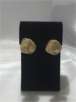 6 Strand 14K Yellow Gold Large Knot Post Earrings