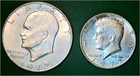 1972 Ike $1 and 1972 D Kennedy 1/2 Dollars