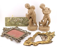 Pair of Borghese Figures, Frames, and Box Lid