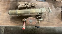 2 VINTAGE PULLEYS & BRASS BILGE PUMP