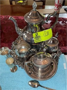 Towel Tea set with creamer, sugar containers and s