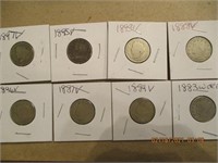 8 V Nickels-1883,84,87,88,95,96,97