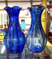 2 Cobalt Vases one has chips