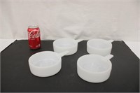 4 Milkglass Soup Bowls, Ovenware USA