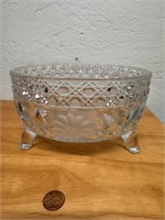 Antique ABP Cut & Pressed Footed Crystal Bowl