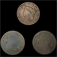 (3) Large Cents ((2) 1802, 1827) NICELY